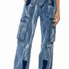 Pants * | In My Thoughts Ultra Baggy Cargo Jeans Medium Blue Denim