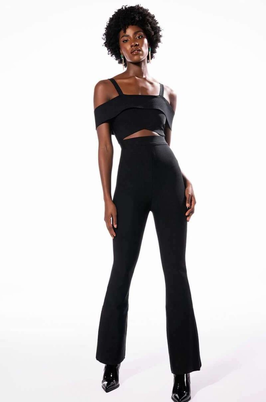 Rompers & Jumpsuits * | Hey There Bandage Jumpsuit With Cut Out Black