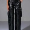 Pants * | Fashionably Late Faux Leather Relaxed Fit Pant Black