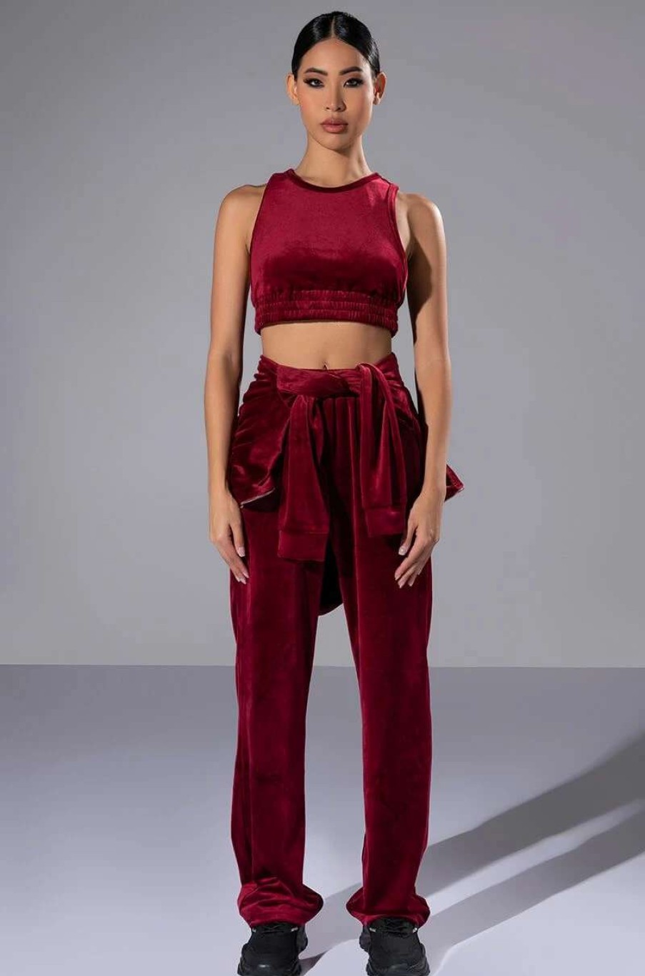 Pants * | Gretchen Straight Fit Joggers Dark Red