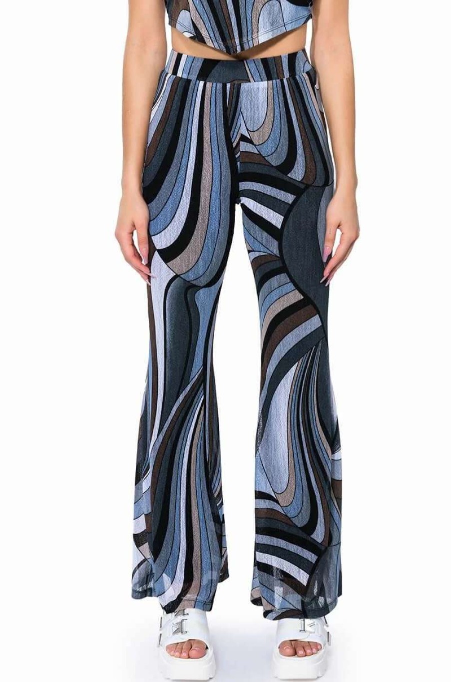 Pants * | It Girl Wide Leg Palazzo Pants Grey Multi