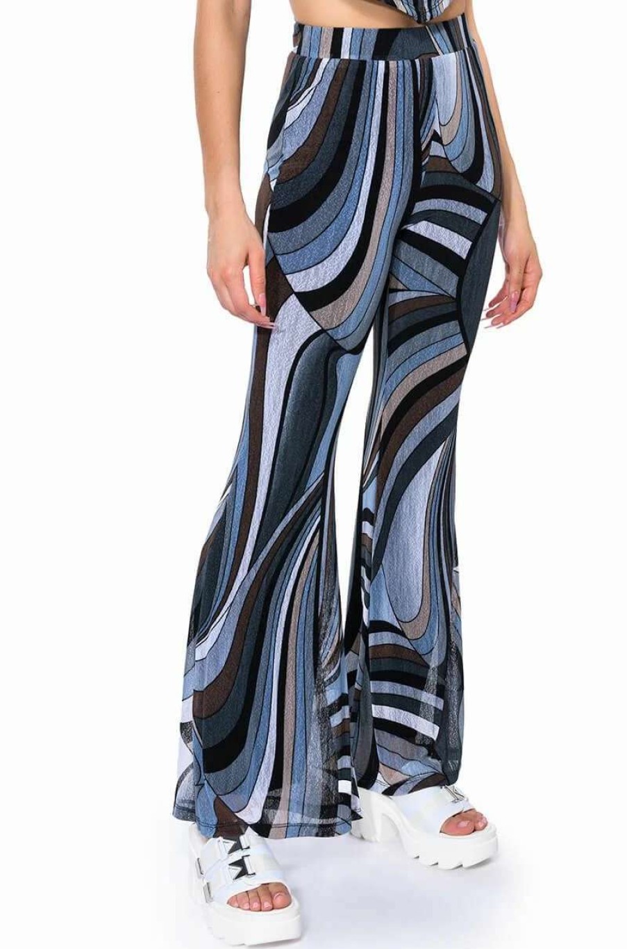 Pants * | It Girl Wide Leg Palazzo Pants Grey Multi