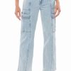 Denim * | Eliza Denim Cargo Pant Light Blue Denim