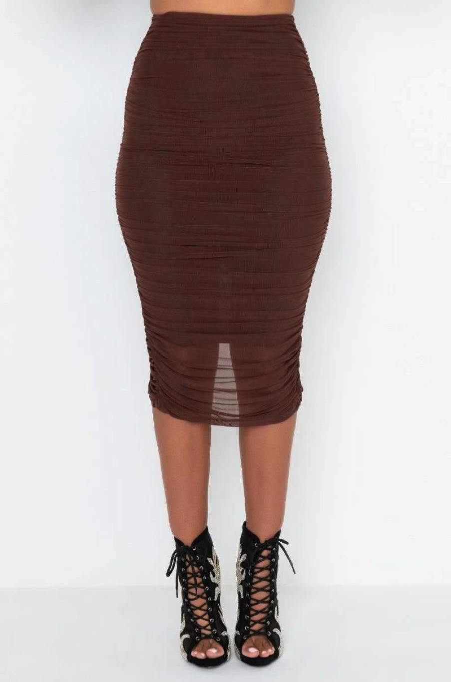 Two Piece Sets * | Drama Free Cinched Mesh Midi Skirt