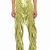 Pants * | Never Regular Cinched Satin High Rise Pants Green