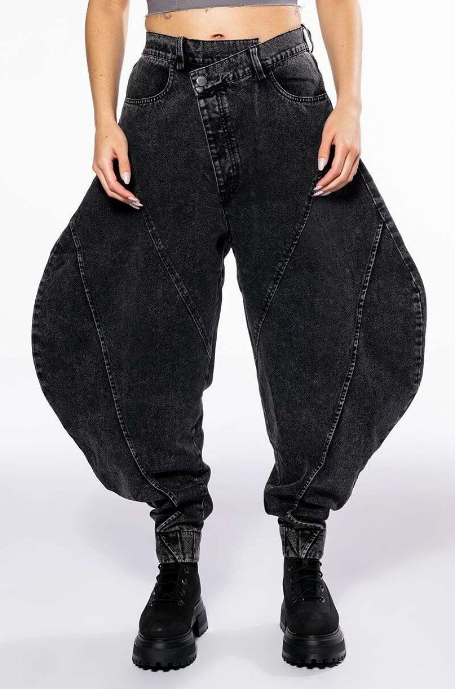 Denim * | New You Abstract Volume Denim Pant Black Denim