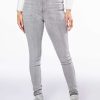 Denim * | Extreme Stretch High Waisted Skinny Jeans With Rhinestones Grey