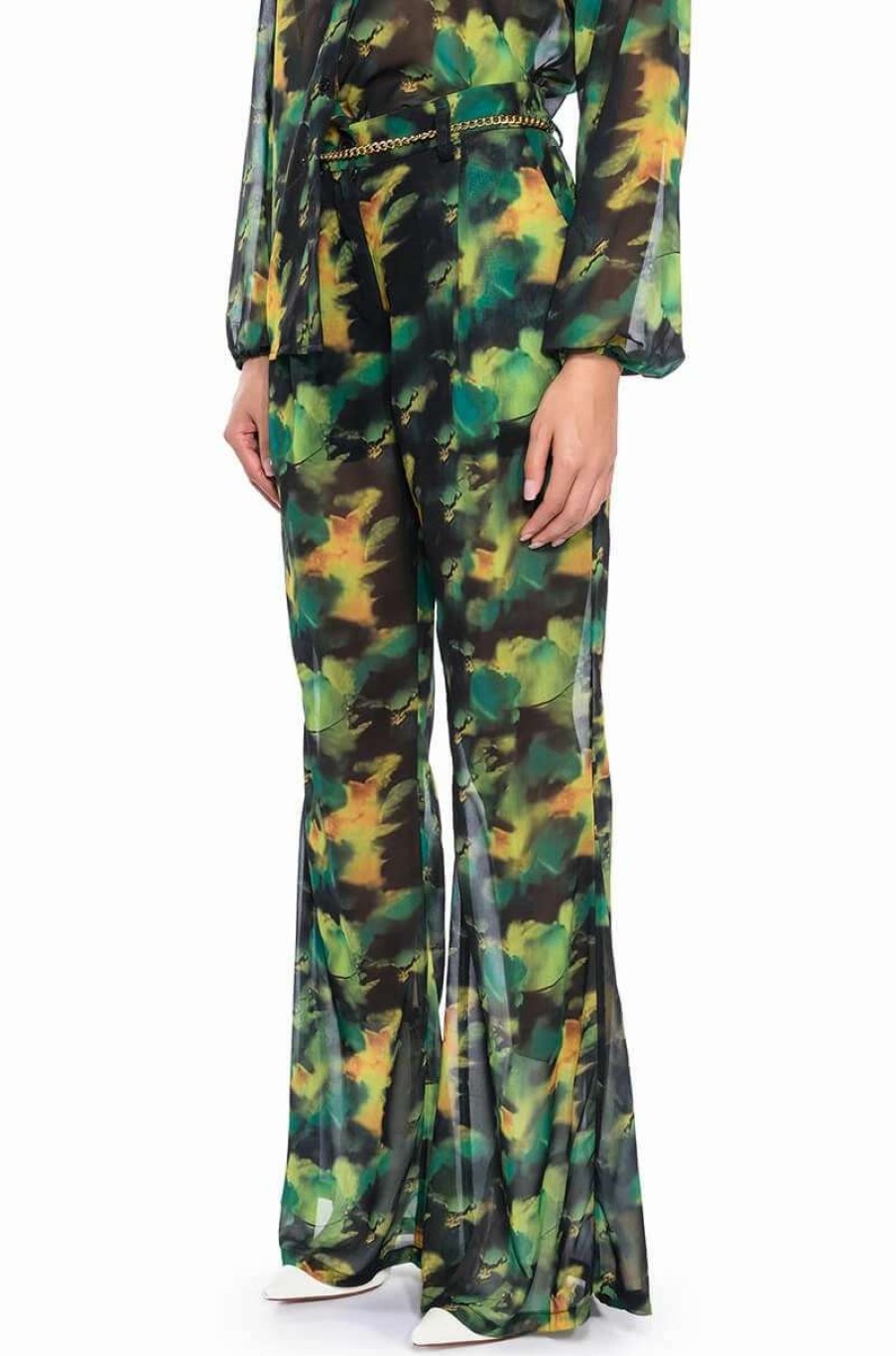 Pants * | Escape The Ordinary Printed Flare Trouser Green Multi