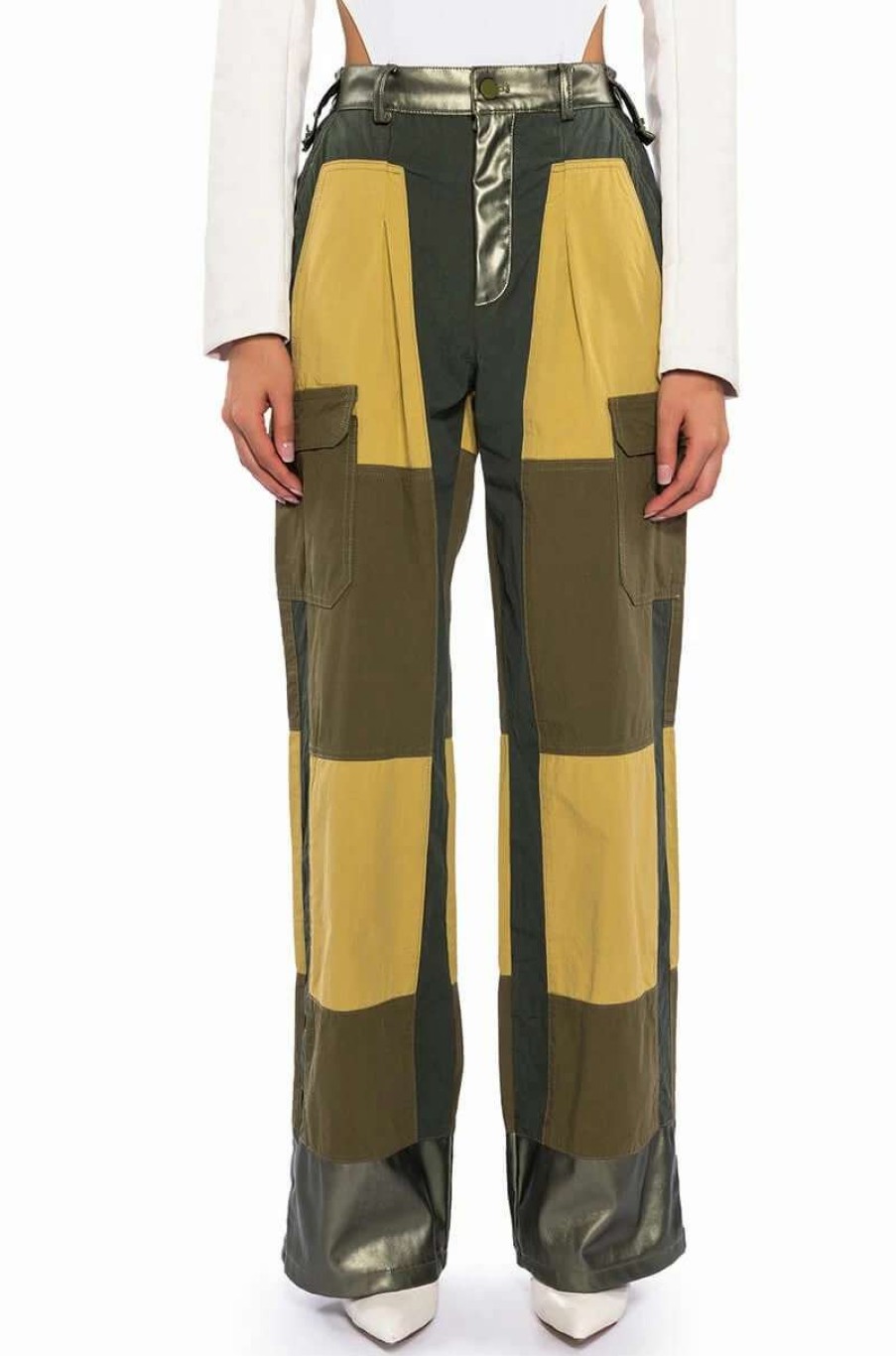 Pants * | First Choice Color Blocked Cargos Green Multi