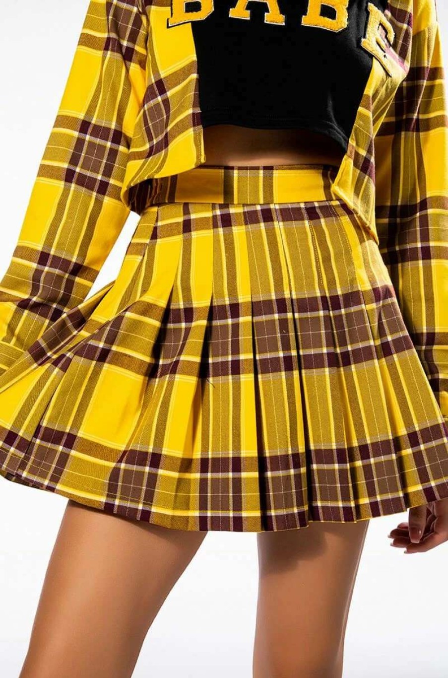 Two Piece Sets * | Homecoming Babe Pleated Mini Skirt Yellow Multi