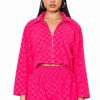 Two Piece Sets * | Easy Days Zip Up Jacket Fuchsia