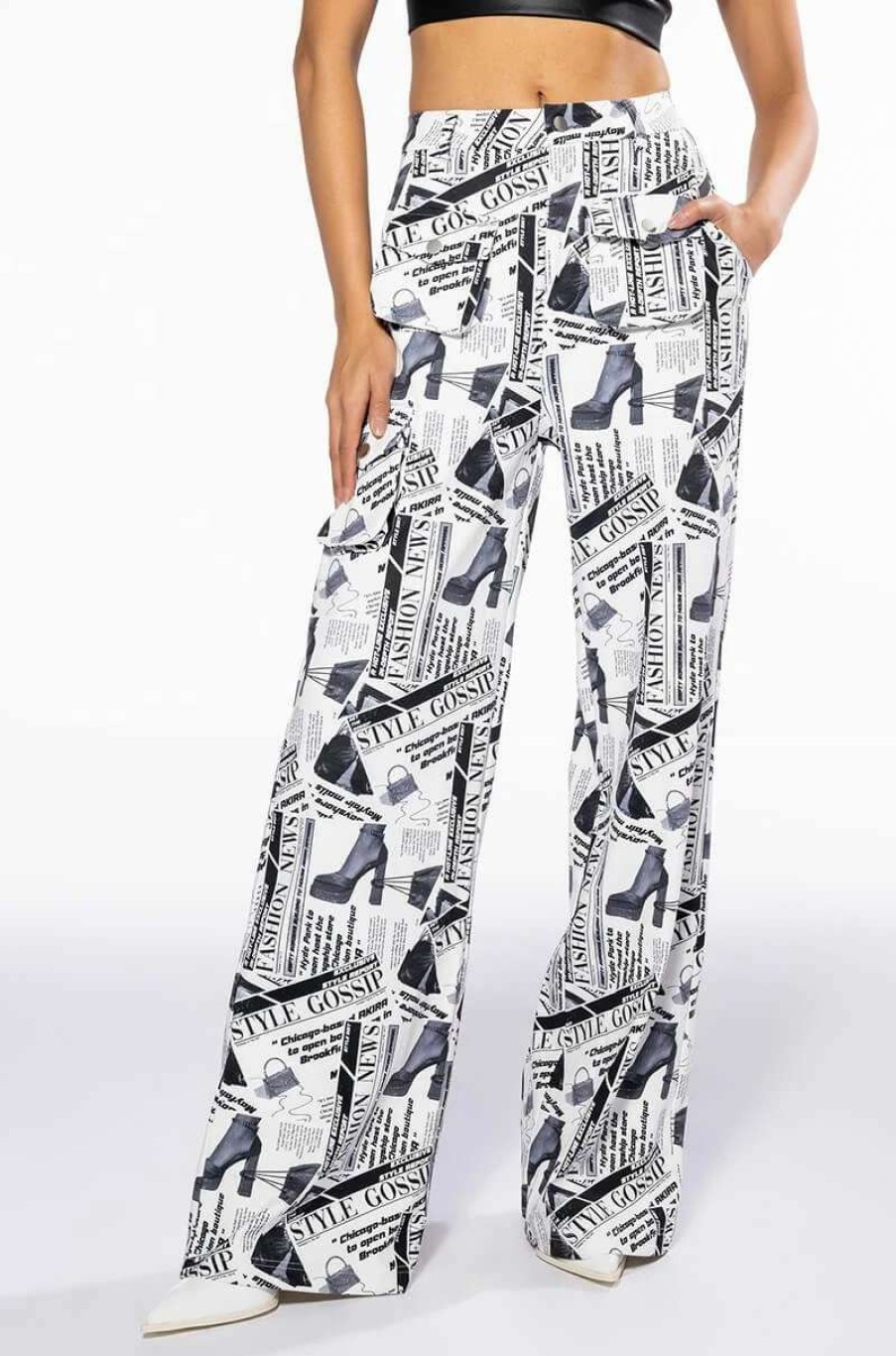 Pants * | Legendary Newspaper Print Wide Leg Trouser White Multi