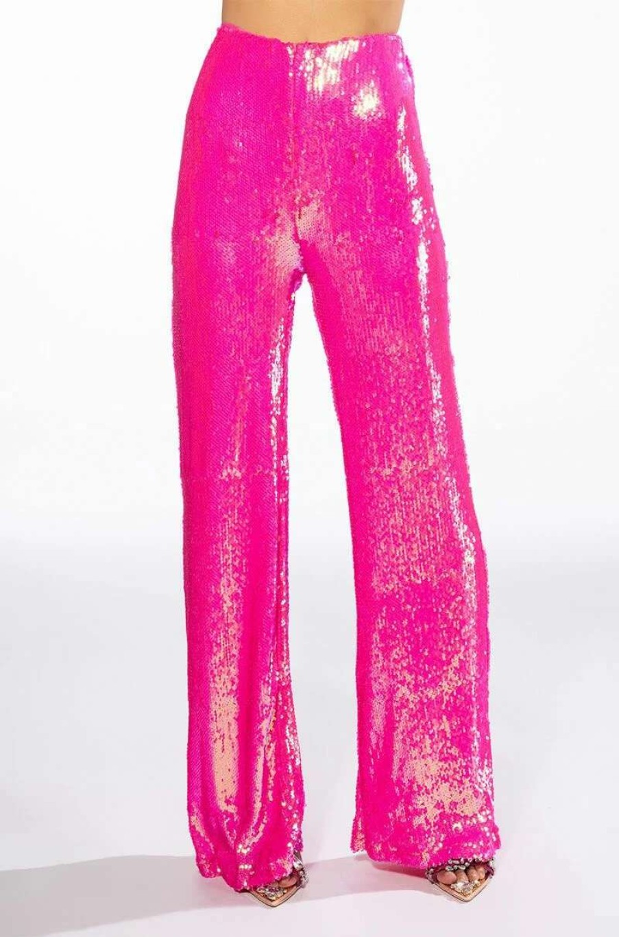 Pants * | Bright Bright Pink Sequin Trouser Fuchsia