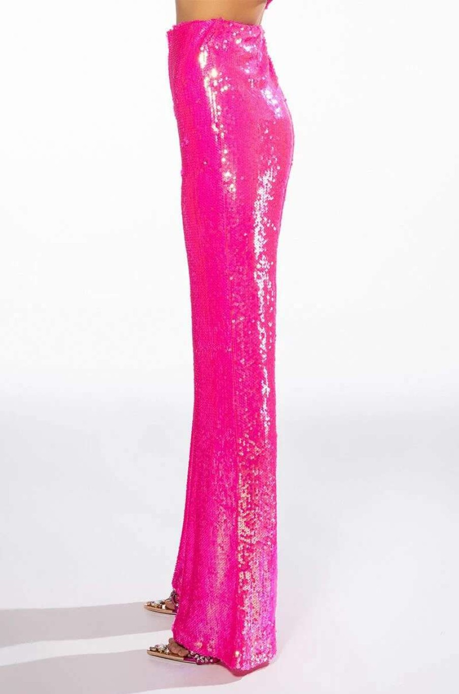 Pants * | Bright Bright Pink Sequin Trouser Fuchsia