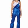 Rompers & Jumpsuits * | Stay Wavy Metallic Overalls Blue