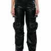 Pants * | Bonne Soiree Cargo Faux Leather Pants Black