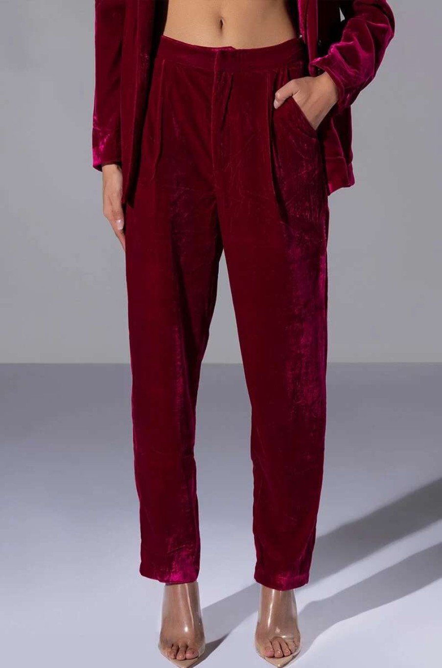 Pants * | Pretty In Velvet Trouser Fuchsia