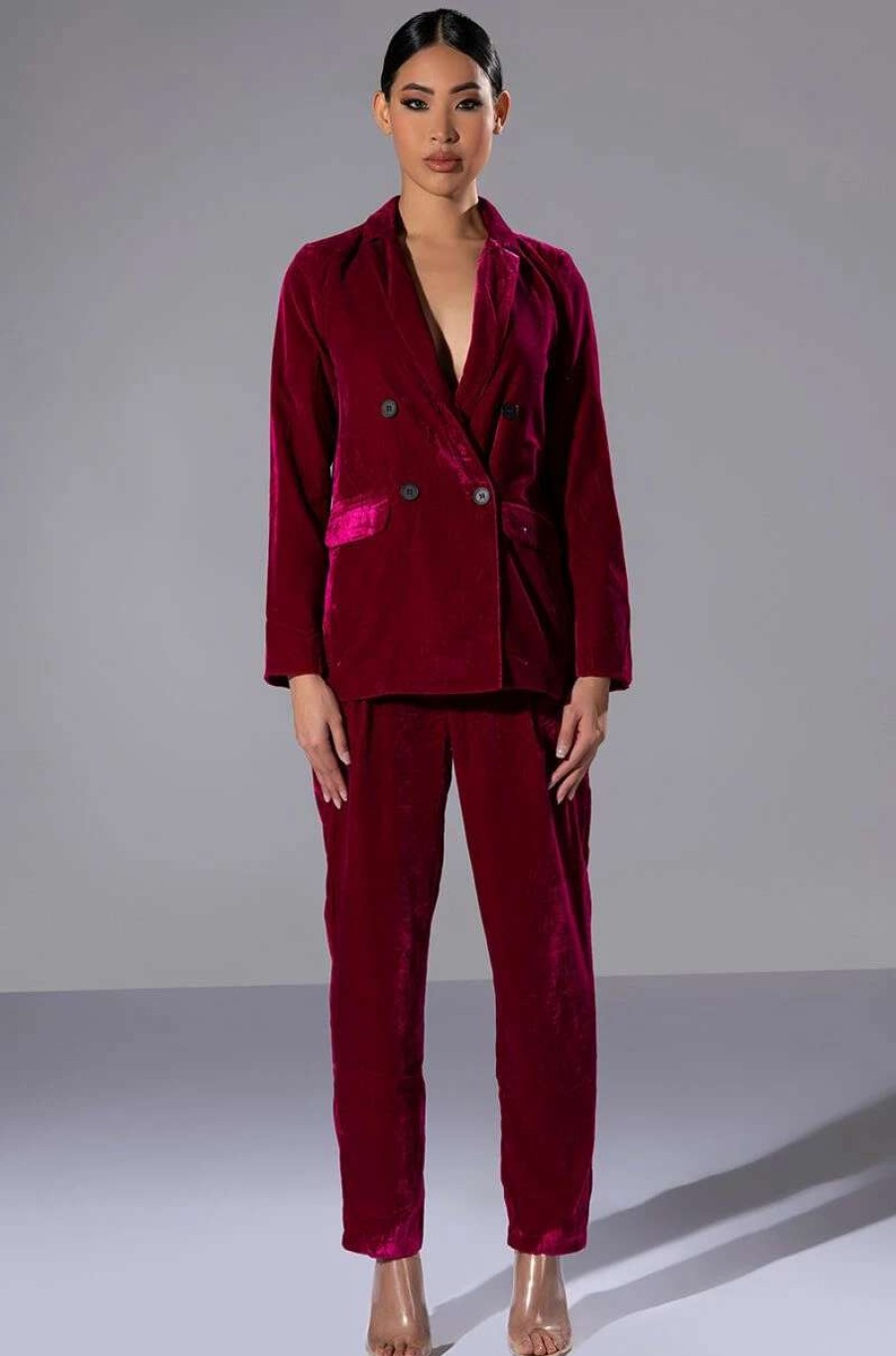 Pants * | Pretty In Velvet Trouser Fuchsia