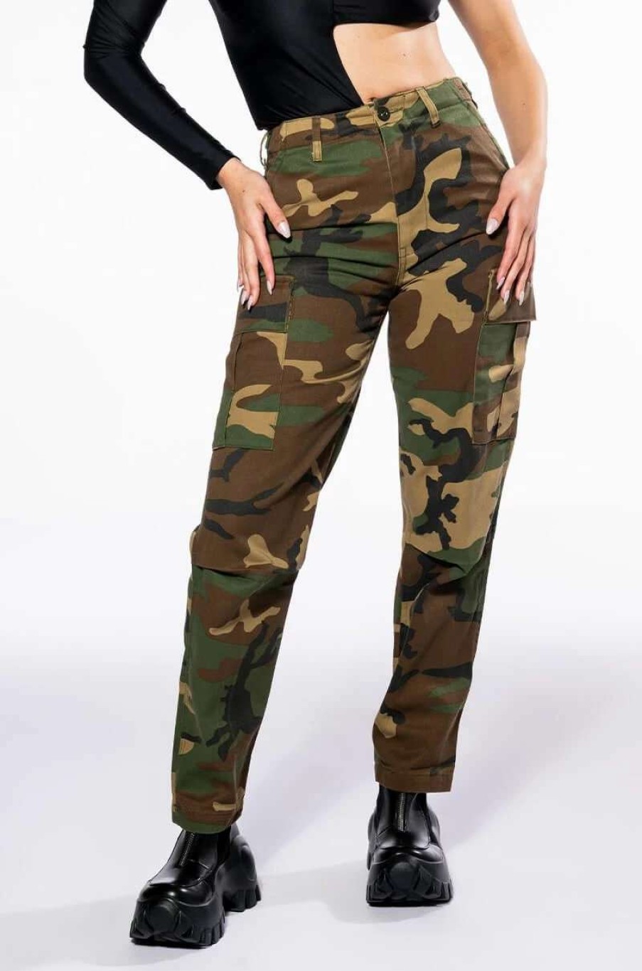 Pants * | Break The Rules Straight Leg Cargo Pant Camo