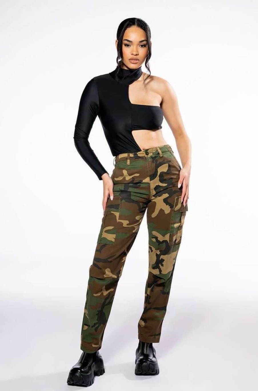 Pants * | Break The Rules Straight Leg Cargo Pant Camo