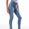 Denim * | Life Like This Rhinestone Stripe Skinny Jeans Light Denim