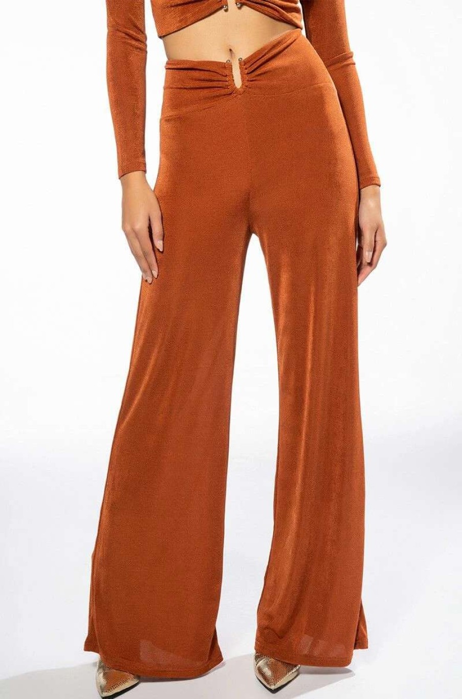 Two Piece Sets * | Hold Up Slinky Palazzo Pant Rust