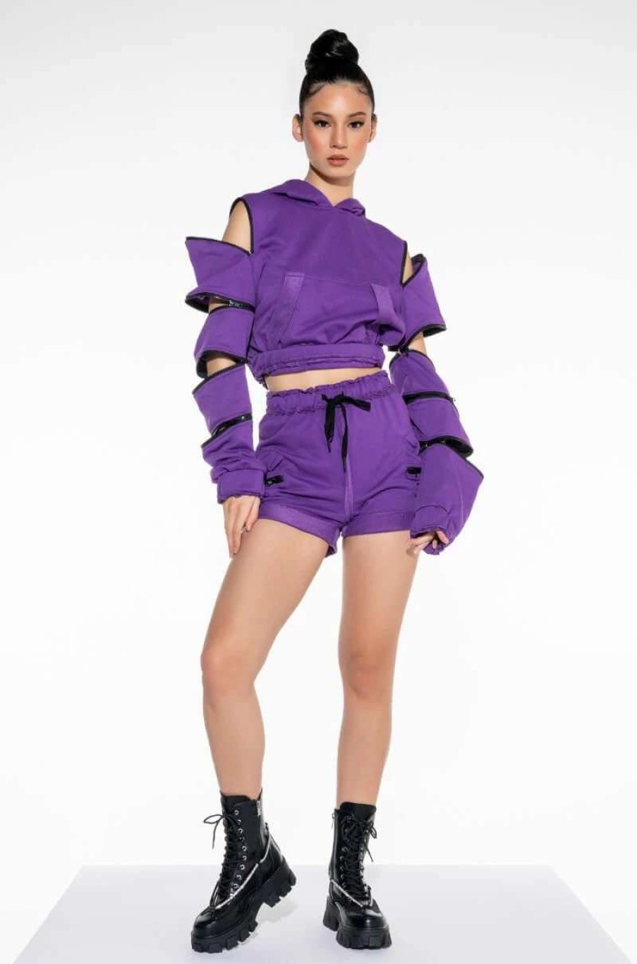 Two Piece Sets * | Bois Lie Sweatshort Purple