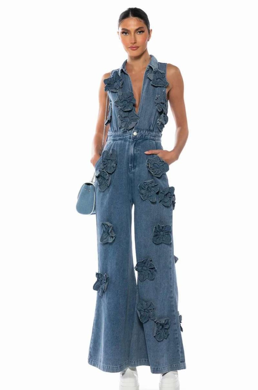 Rompers & Jumpsuits * | After The Storm Floral Jumpsuit Denim