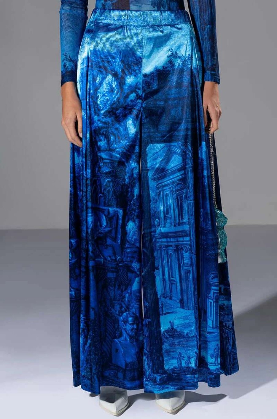 Pants * | Paradise Abstract Wide Leg Pant Blue Multi