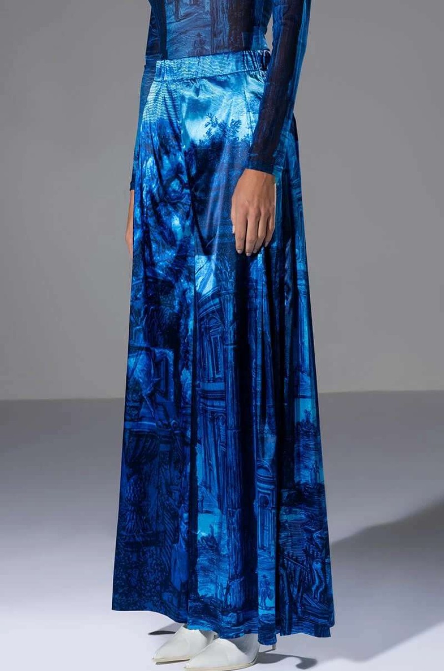 Pants * | Paradise Abstract Wide Leg Pant Blue Multi