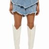 Denim * | Que Bailes Con Migo Denim Layered Mini Skirt Light Blue Denim