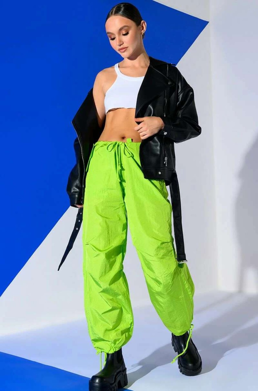 Pants * | Too Legit Wide Leg Cargo Pants Lime