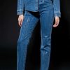 Denim * | Effortless Glam Rhinestone Stripe Straight Leg Jean Blue