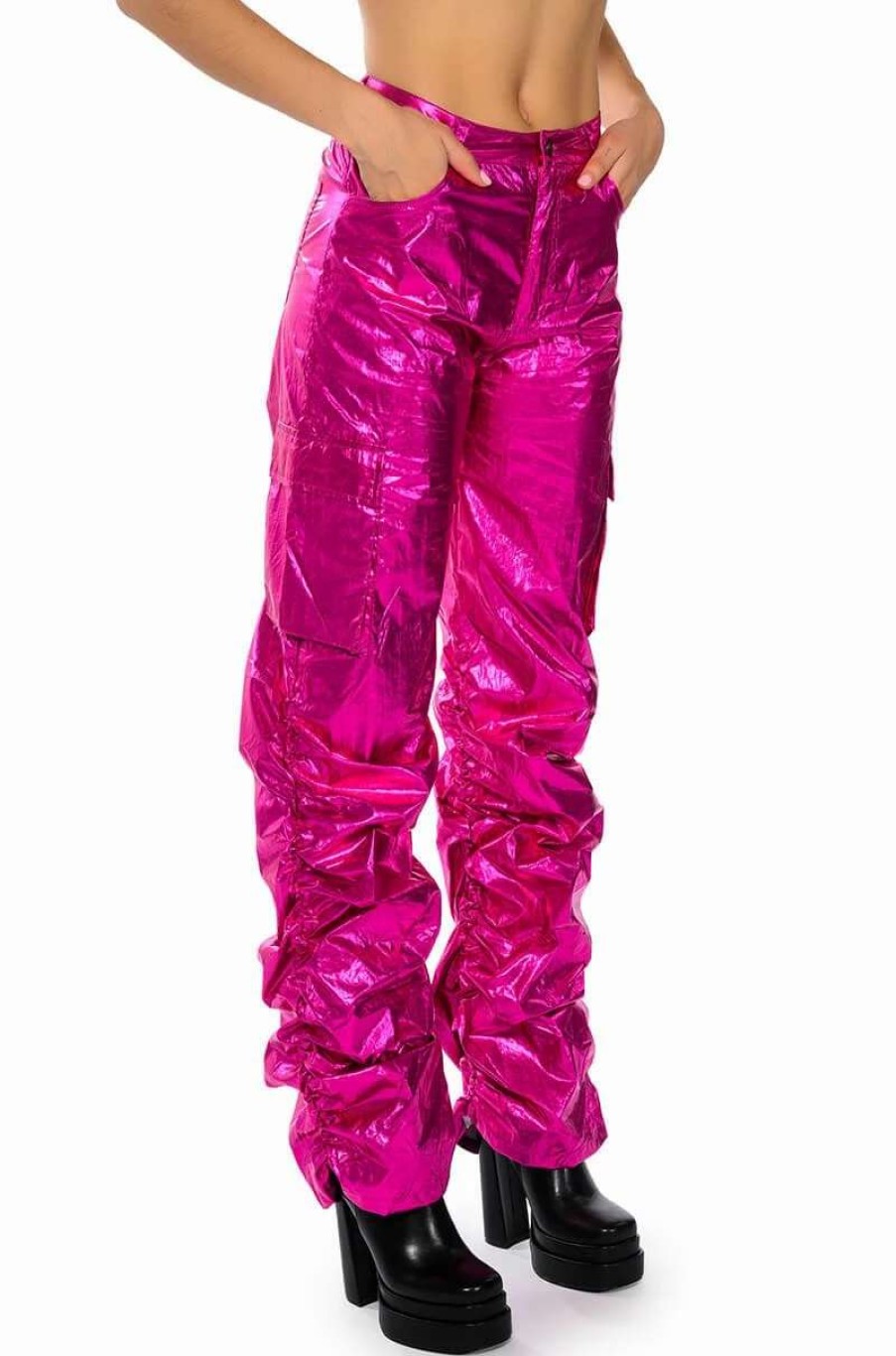 Pants * | Glimpse Of Magic Relaxed Metallic Pant Fuchsia