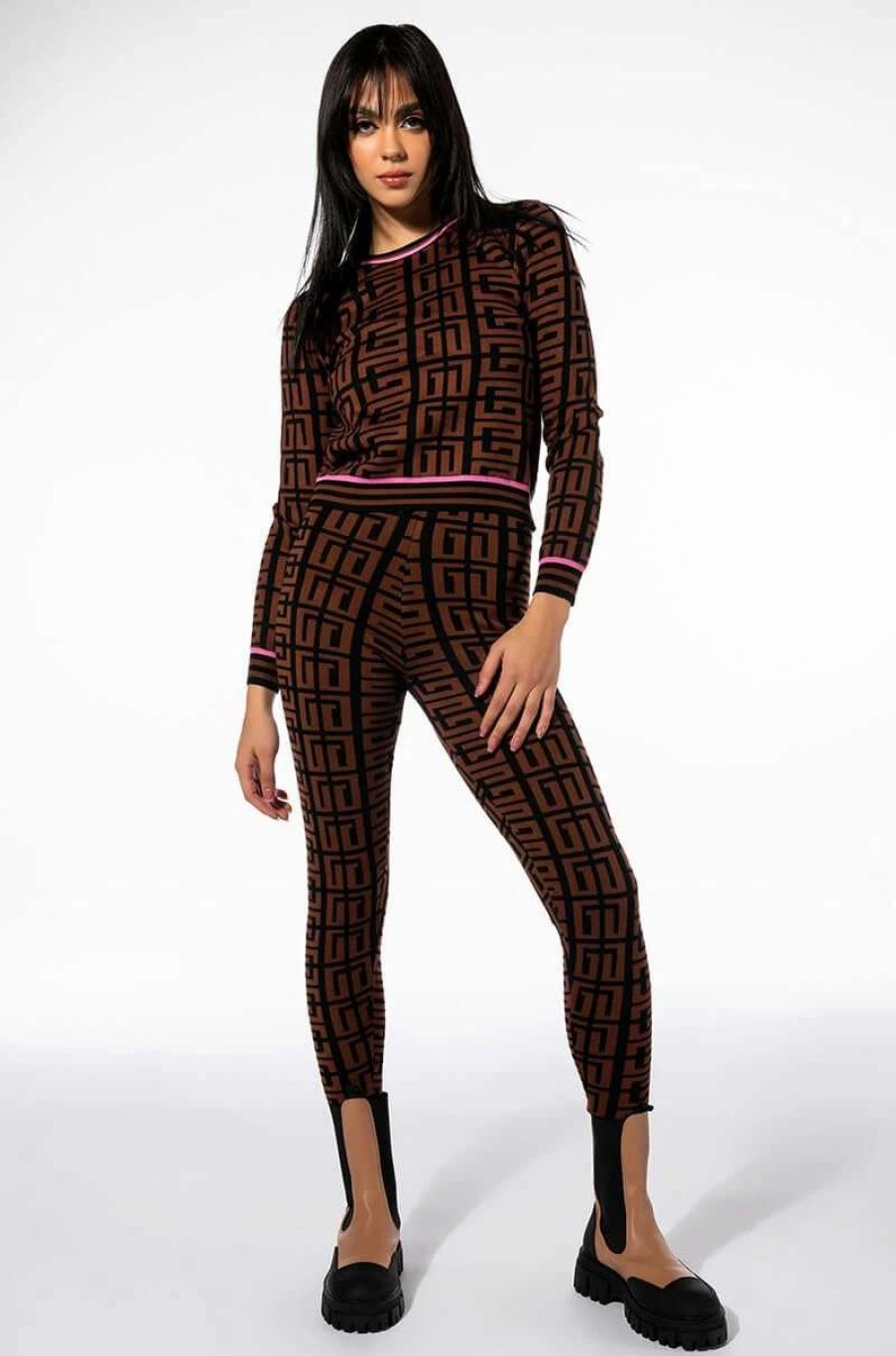 Two Piece Sets * | Get In Line Sweater Legging Black Multi