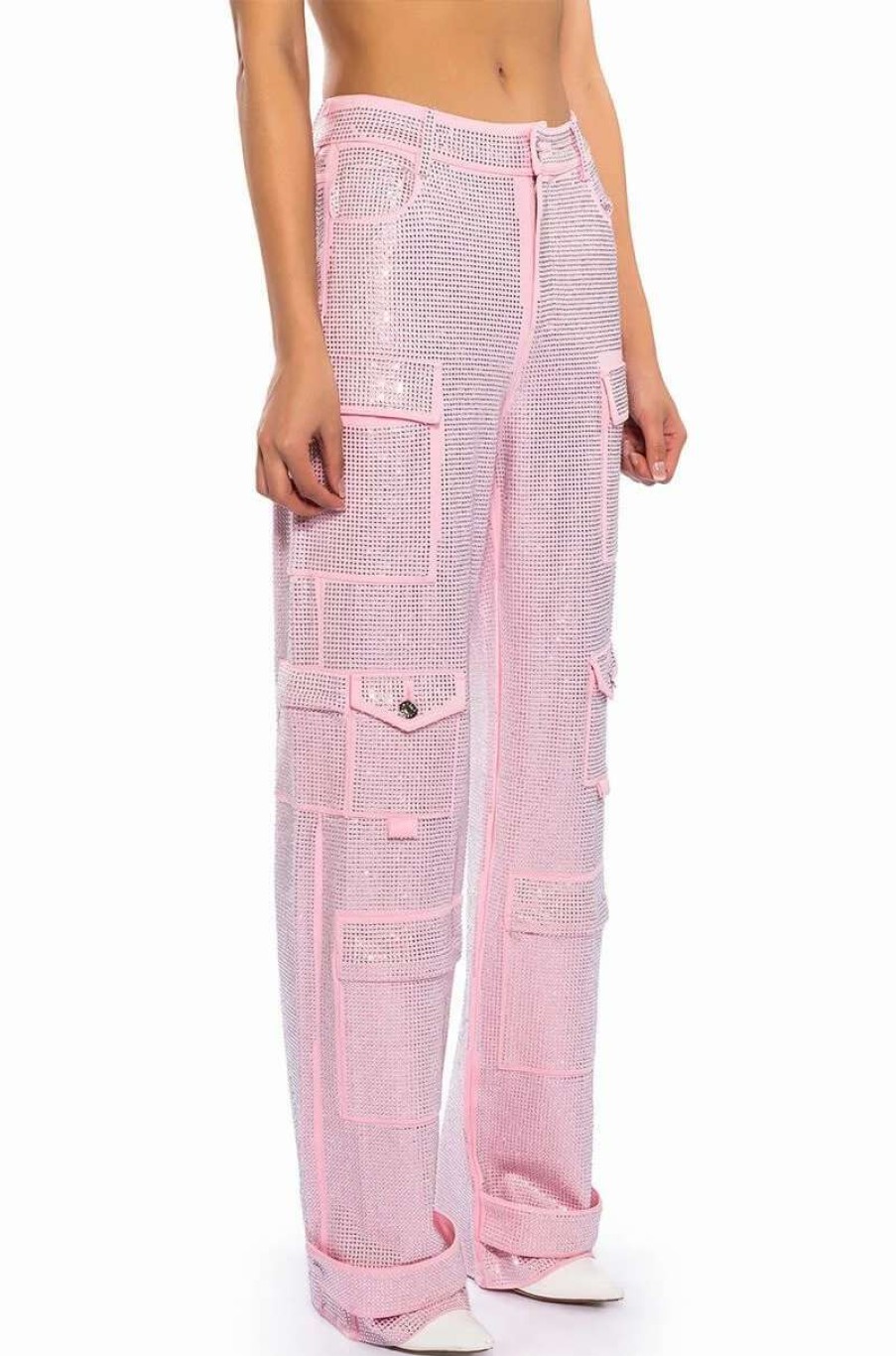 Pants * | Ammo Bonne Soiree Rhinestone Cargo Pants In Pink