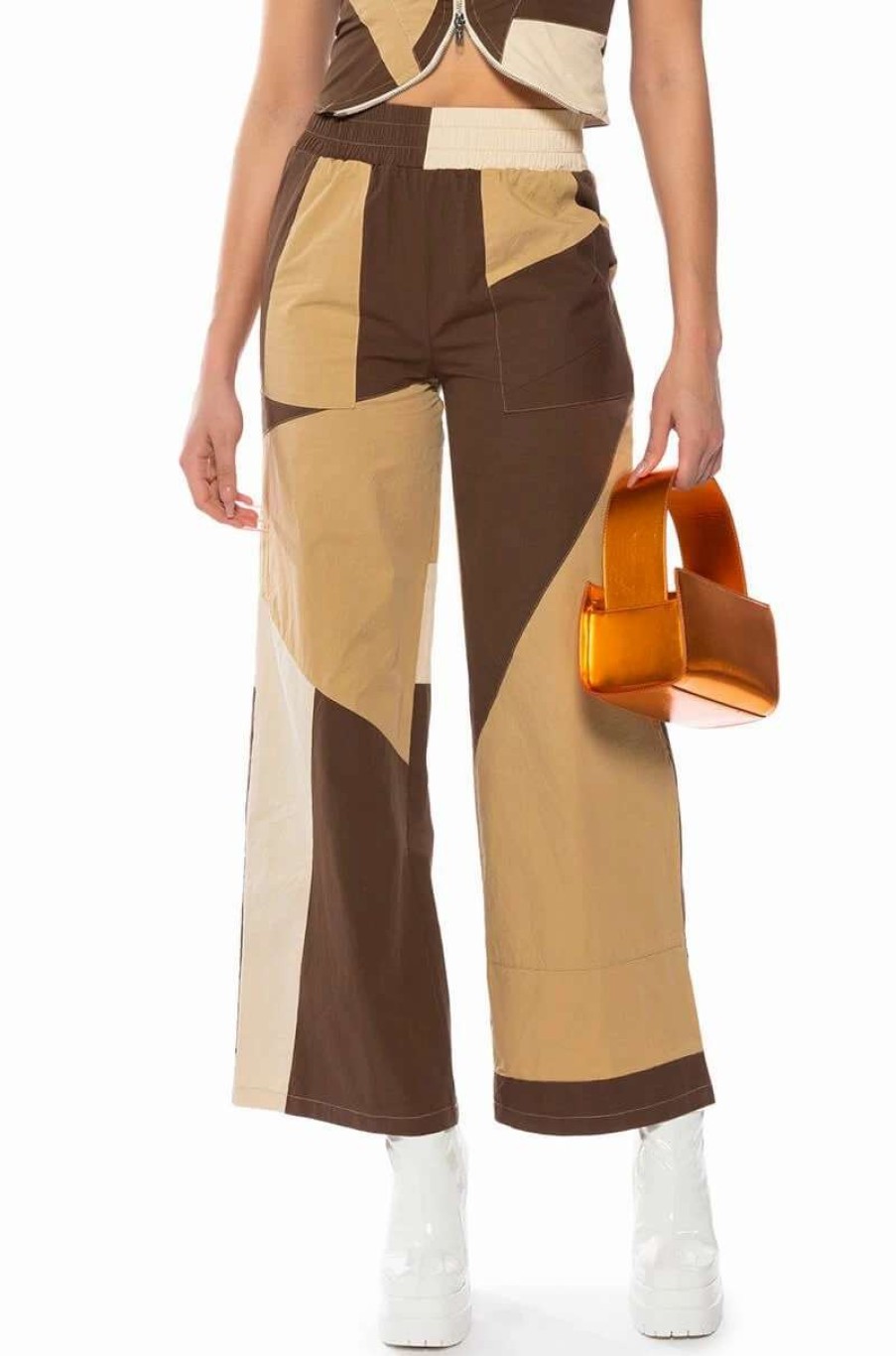 Pants * | Lexi Wide Leg Jogger Brown Multi