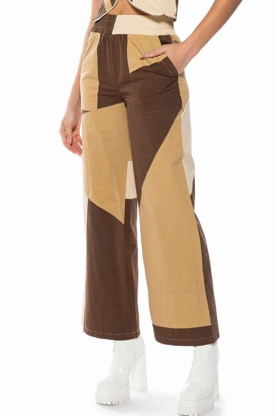 Pants * | Lexi Wide Leg Jogger Brown Multi