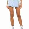 Denim * | Mia Double Slit Micro Mini Denim Skirt Light Blue