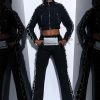 Pants * | Diamond Lace Up Track Pant Black Silver