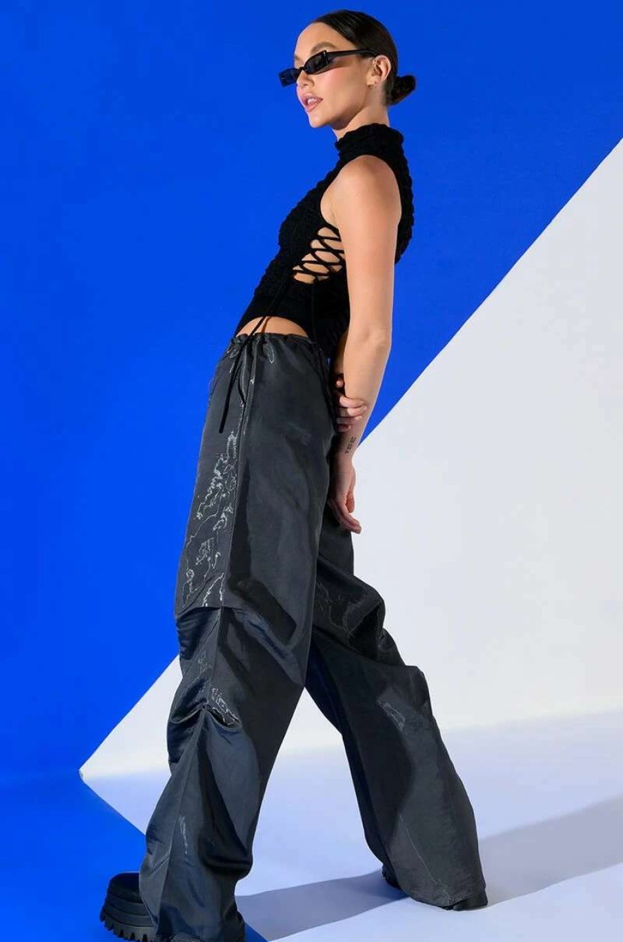 Pants * | Zona Oversized Parachute Pants Charcoal Grey