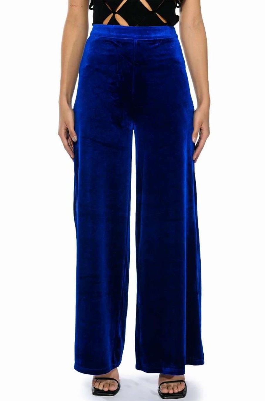 Pants * | Show Me Love Velvet Wide Leg Trouser Royal Blue