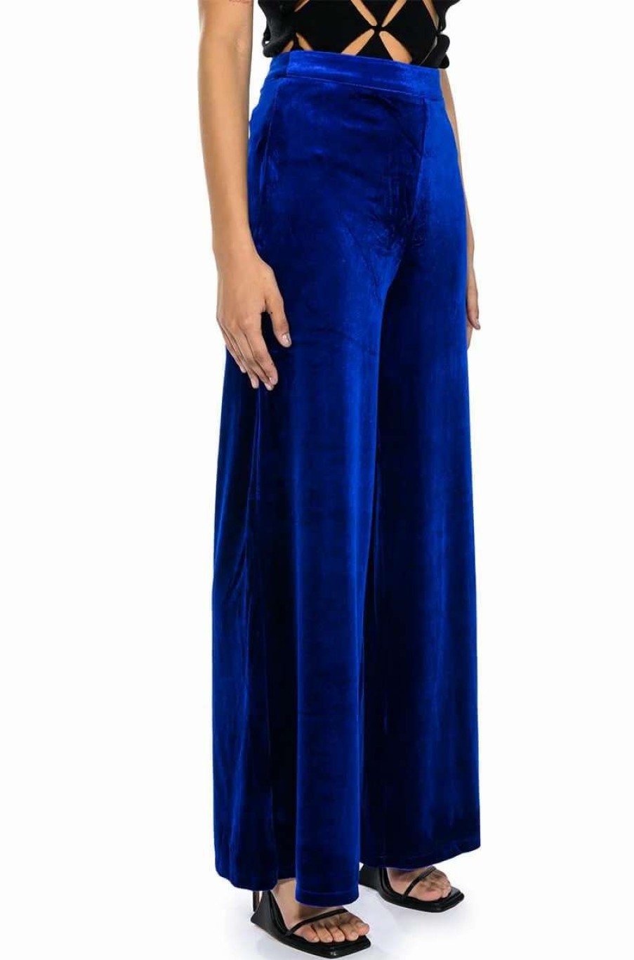 Pants * | Show Me Love Velvet Wide Leg Trouser Royal Blue