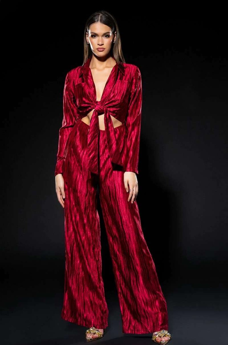 Rompers & Jumpsuits * | Limitless Oversized Satin Jumpsuit Red