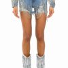 Denim * | Fresh Out The Runway Rhinestone Denim Short Light Blue