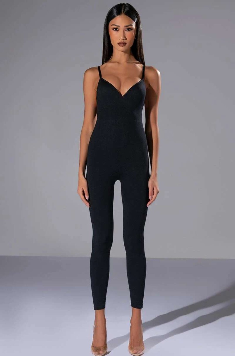 Rompers & Jumpsuits * | Better Than Anything Structured Bust Catsuit Black