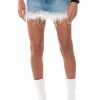 Denim * | Sweetheart Feather Detail Denim Mini Skirt Medium Blue Denim