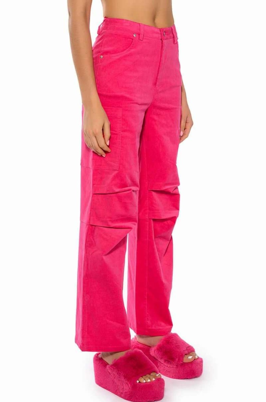 Pants * | Not A Secret Relaxed Corduroy Pants Pink