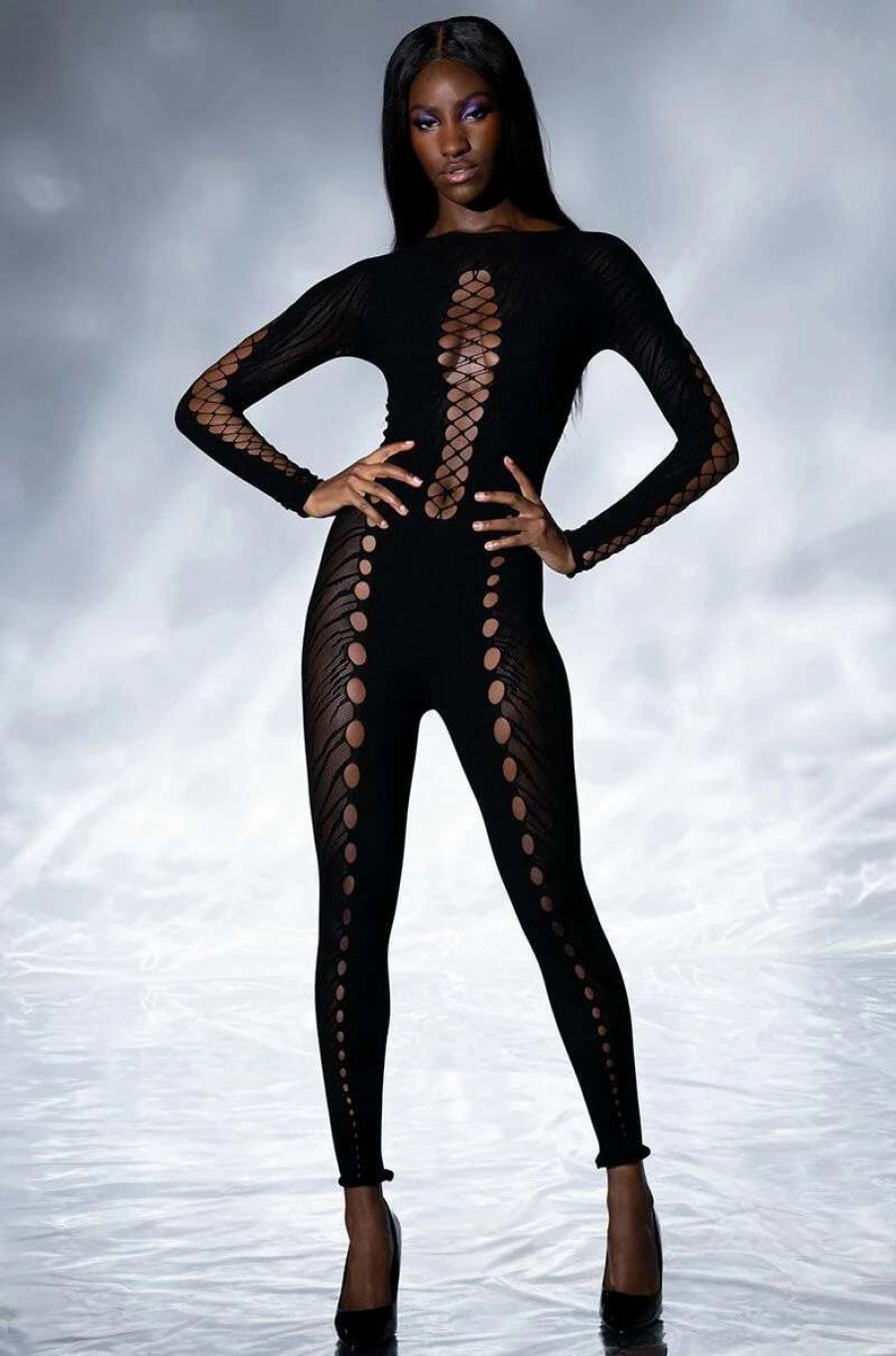 Rompers & Jumpsuits * | On One Seamless Cut Out Catsuit Black