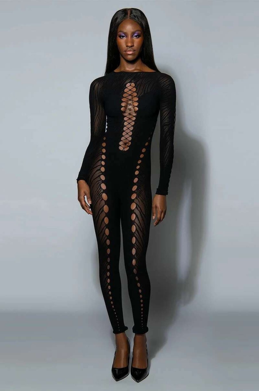 Rompers & Jumpsuits * | On One Seamless Cut Out Catsuit Black